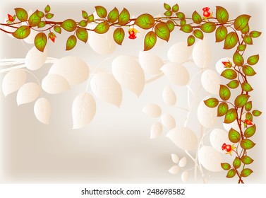 Pattern of roses and leaves on a pastel base. EPS10 vector illustration