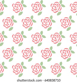pattern with roses and leaves, silhouette. Vector illustration.
