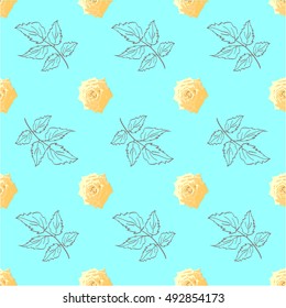 Pattern with roses on a neutral background. Figure fabric, wallpaper.