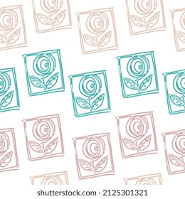 Pattern with roses on a white background. Suitable for wallpaper, fabric, paper, background 