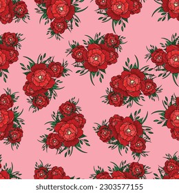 pattern of roses seamless pink background