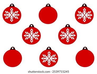 pattern of round Christmas tree decorations in red.
