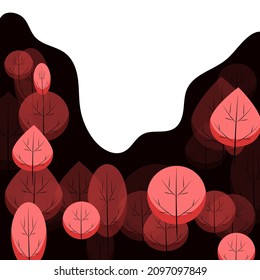 pattern of round, oval and in the form of droplets pink leaves on a dark background