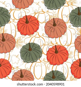 pattern with round pumpkins on a light background