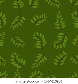 Pattern with rowan leaves background vector illustration. Green color. Nature. Can be used as gift wrapping