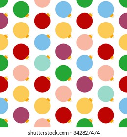 The pattern of the rows of colorful Christmas toys