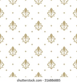 Pattern with royal lily. Seamless vector background. Floral ornament. 