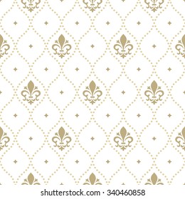 Pattern With Royal Lily. Seamless Vector Background. Floral Ornament.