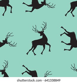 Pattern of a running deer on a light green background - art abstract creative modern vector illustration