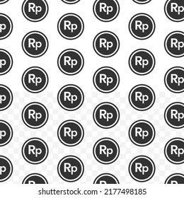 Pattern of rupiah currency in white background with mini doodle (icons). Vector Illustration