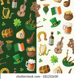 Pattern for saint patrick day with traditional irish items