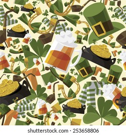 Pattern for saint patrick day with traditional irish items