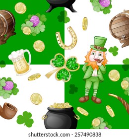 Pattern for saint patrick day with traditional irish items