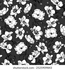 Pattern with sakura buds, cherry blossoms. Seamless beautiful vector graphics. For textile, wallpaper, design, paper, banner.