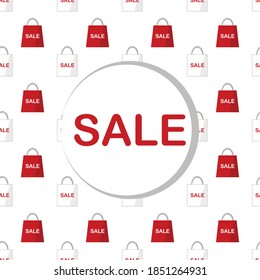 Pattern of sale icon in red and white tone, isolated on white background