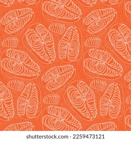 Pattern or salmon red fish steak. Seafood pattern for menu, recipe, web banner, wrapping paper