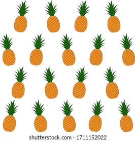 Pattern with the same bright pineapples. Vector illustration