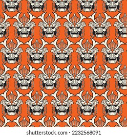 Muster Samurai Masken in einfarbigem Stil. Design-Element für Poster, Karte, Banner. Vektorgrafik