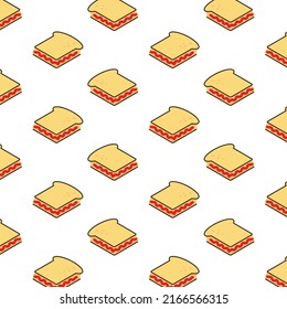 Pattern of sandwich in white background with mini doodle (icons). Vector Illustration