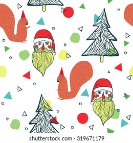 pattern Santa, Christmas tree