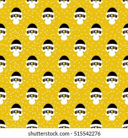 Pattern from Santa Claus with golden elements. Seamless pattern. Christmas and New Year.