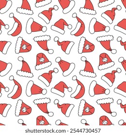 Pattern with Santa Claus hats on a transparent background. Endless Christmas texture. - Powered by Shutterstock - Get 15% off with code: PIKWIZARD15