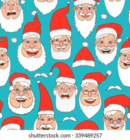 Pattern with Santa Claus heads