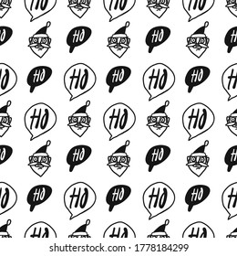 Pattern with Santa Claus. Ho-ho-ho. Seamless repeat pattern design for fabric, posters, flyers, cards, stickers.