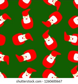 Pattern with Santa Claus on green background - Christmas wrap  