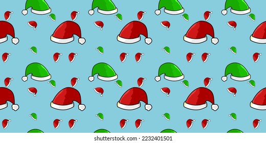 pattern santa hat red and green for christmas  - Shutterstock ID 2232401501