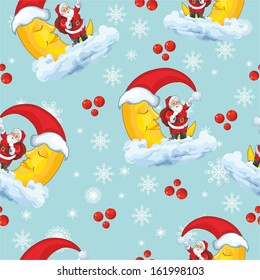 pattern with Santa on a blue background