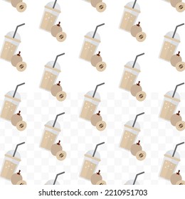 Pattern of Sapodilla juice in transparent background with mini doodle (icons). Vector Illustration