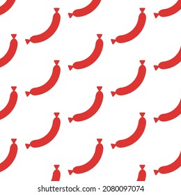 Pattern with sausages on a white background.