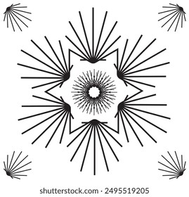 Pattern Scallop Shell Vector - Path to Santiago de Compostela -Mandala Style Black