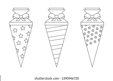 pattern school cone set for coloring vector illustration EPS10