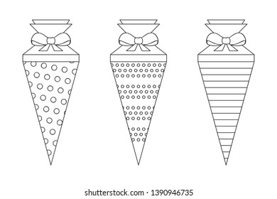 pattern school cone set for coloring vector illustration EPS10