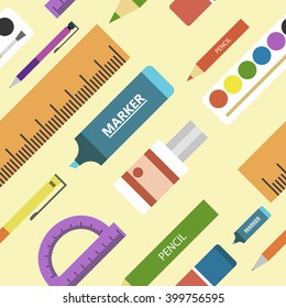 Pattern school supplies vector illustration