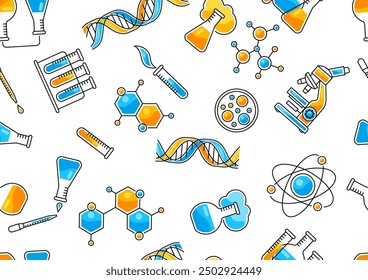 Pattern with science items. Medical concept image.