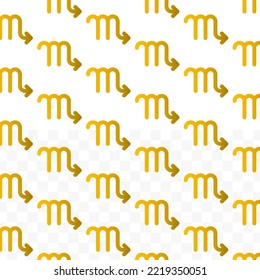 Pattern of Scorpio Zodiac in Transparent background (PNG) with mini doodle (icons). Vector Illustration