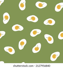 Muster Rühreier. Muster mit Essen. Frühstücksmuster. Für Textilien, Servietten, Kochen.


