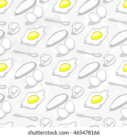 Pattern With Scrambled Eggs And SalT On A Gray Grunge Background