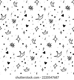 The pattern is scribbled. Stylish repeating elements. Street style, hand drawings. Suitable for printing on paper, textiles. Gift wrapping, clothing.
