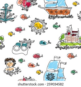 pattern with sea icon
