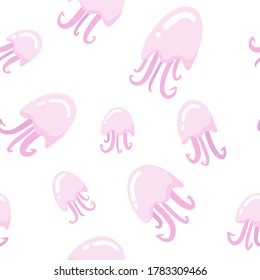 pattern with sea jellyfish for wallpaper, textile and print. seamless vector pattern of marine life for the children's room.