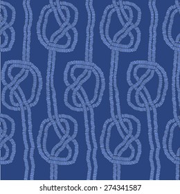 pattern with sea knots on dark blue background 
