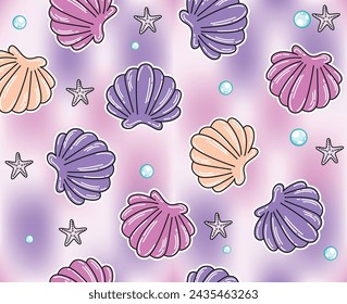 pattern sea mermaid cute girl 