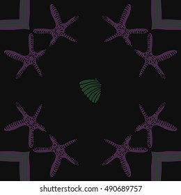 Pattern of sea motif. Hand drawn.