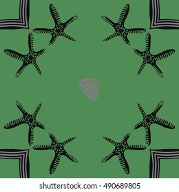 Pattern of sea motif. Hand drawn.