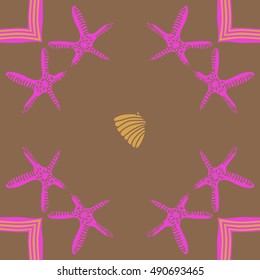 Pattern of sea motif. Hand drawn.