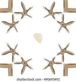 Pattern of sea motif. Hand drawn.